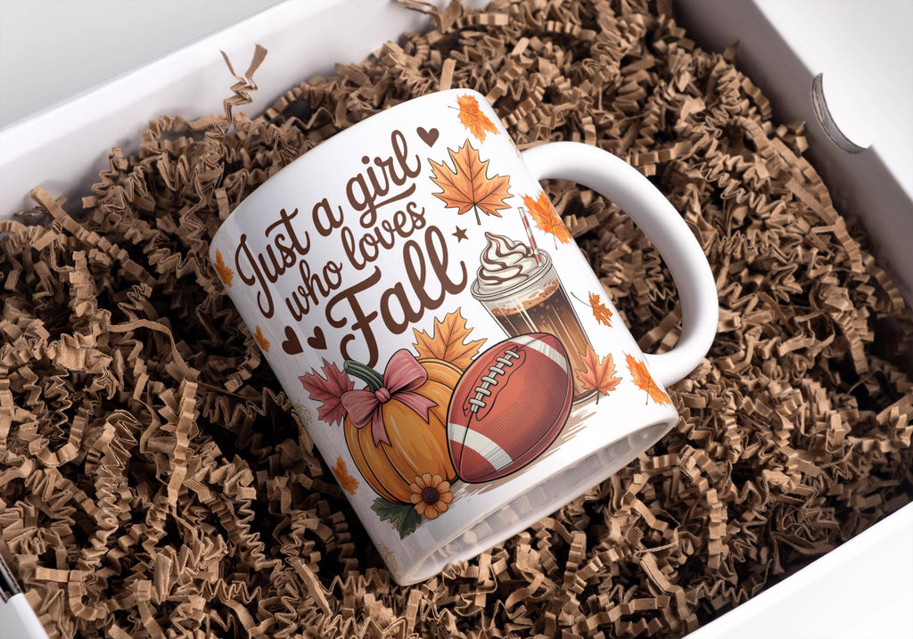 Just A Girl Who Loves Fall Mug, Fall Coffee Mug, Fall Mug : Ceramic mug 11oz White