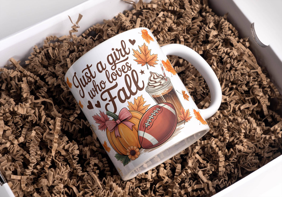 Just A Girl Who Loves Fall Mug, Fall Coffee Mug, Fall Mug : Ceramic mug 11oz White