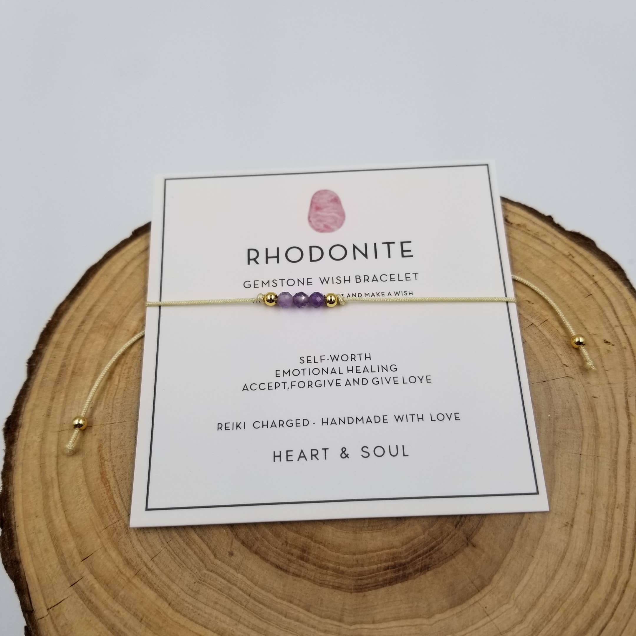 Handmade Natural Stone Chakra Bracelet With Healing Card: Citrine