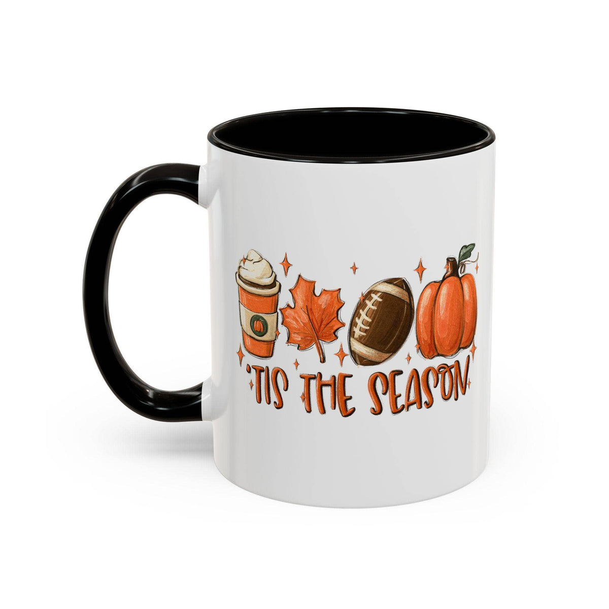 Fall Mug, Tis The Season Mug, Fall Coffee Mug, Pumpkin Mug: Accent Mug 11oz Black Inside