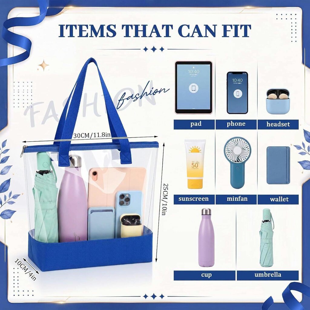 Clear Stadium Tote UK Blue