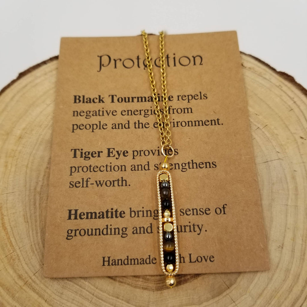 Natural Stone Wishing Bead Gift Necklace with Card: Anxiety