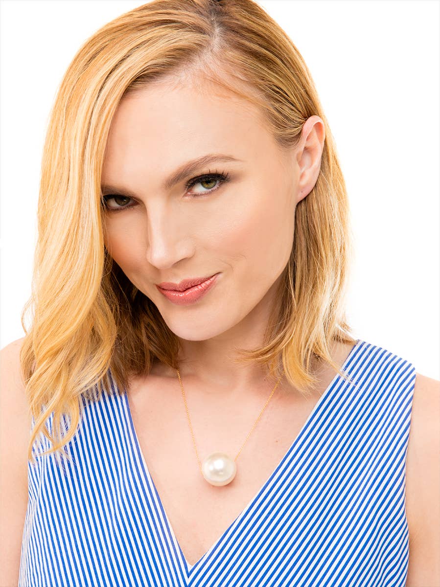 ZENZII Gold Pearl Drop Necklace – 23mm Pearl Pendant