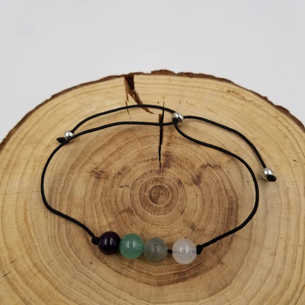 Handmade 4 Chakra Natural Stone Bracelet With Card: Good Luck