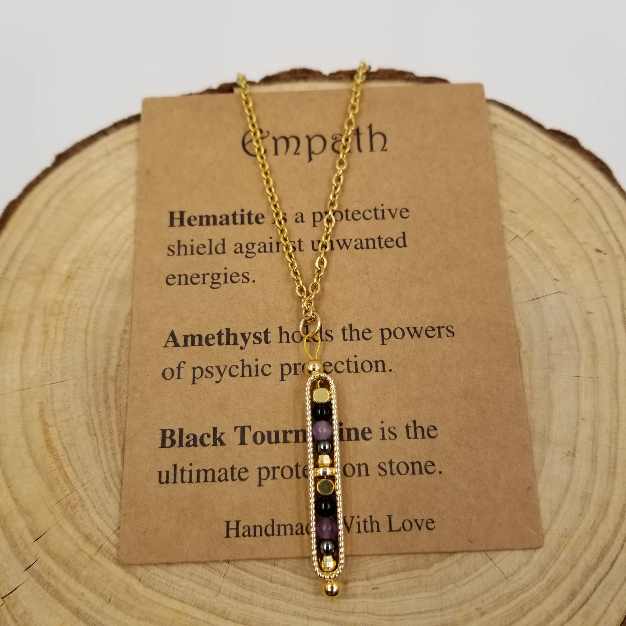 Natural Stone Wishing Bead Gift Necklace with Card: Good luck