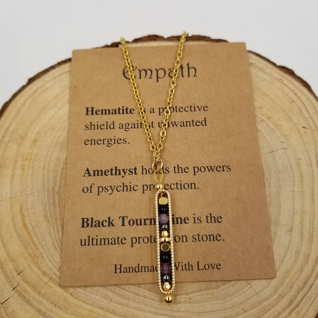 Natural Stone Wishing Bead Gift Necklace with Card: Anxiety