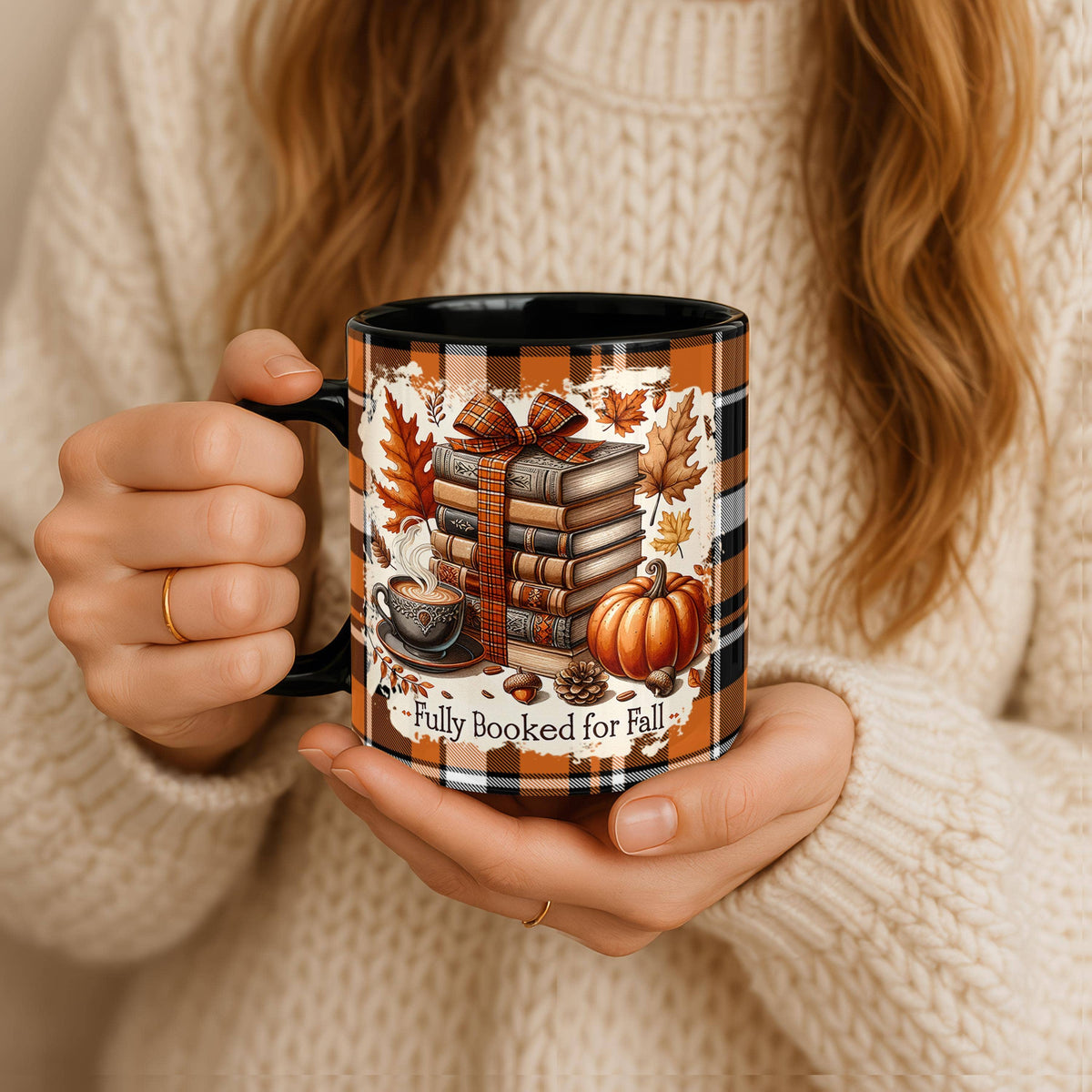 Fully Booked For Fall Mug, Autumn Coffee Mug, Fall Decor: Accent Mug 11oz Black Inside