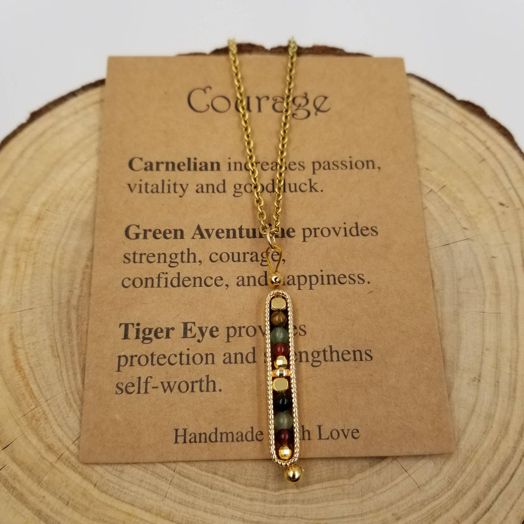 Natural Stone Wishing Bead Gift Necklace with Card: Protection