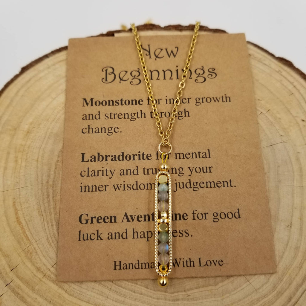 Natural Stone Wishing Bead Gift Necklace with Card: Anxiety