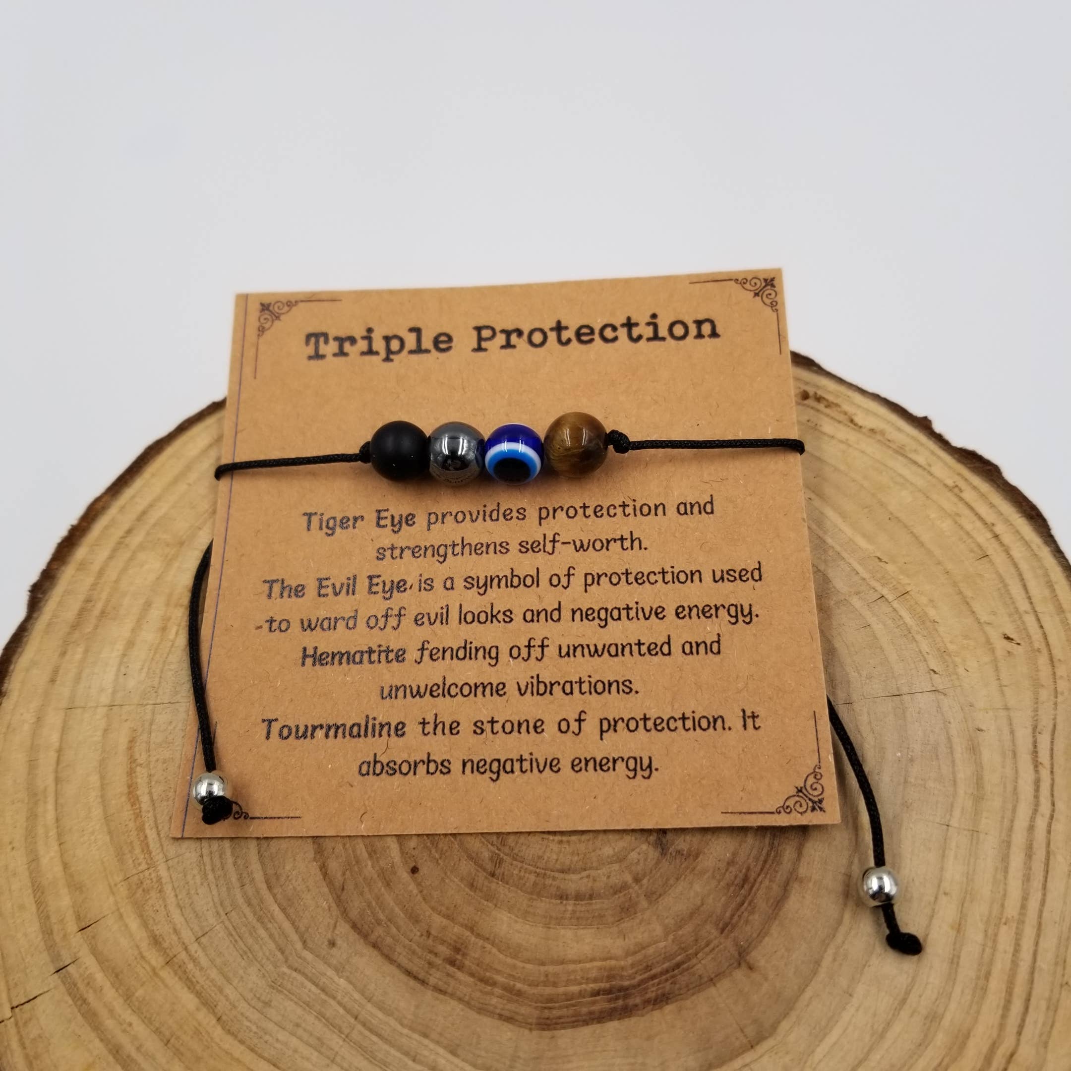 Handmade 4 Chakra Natural Stone Bracelet With Card: Anxiety Relief