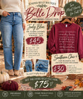 Belle Drop preorder collection; sweatshirt $30, available XL, 2X and 3X