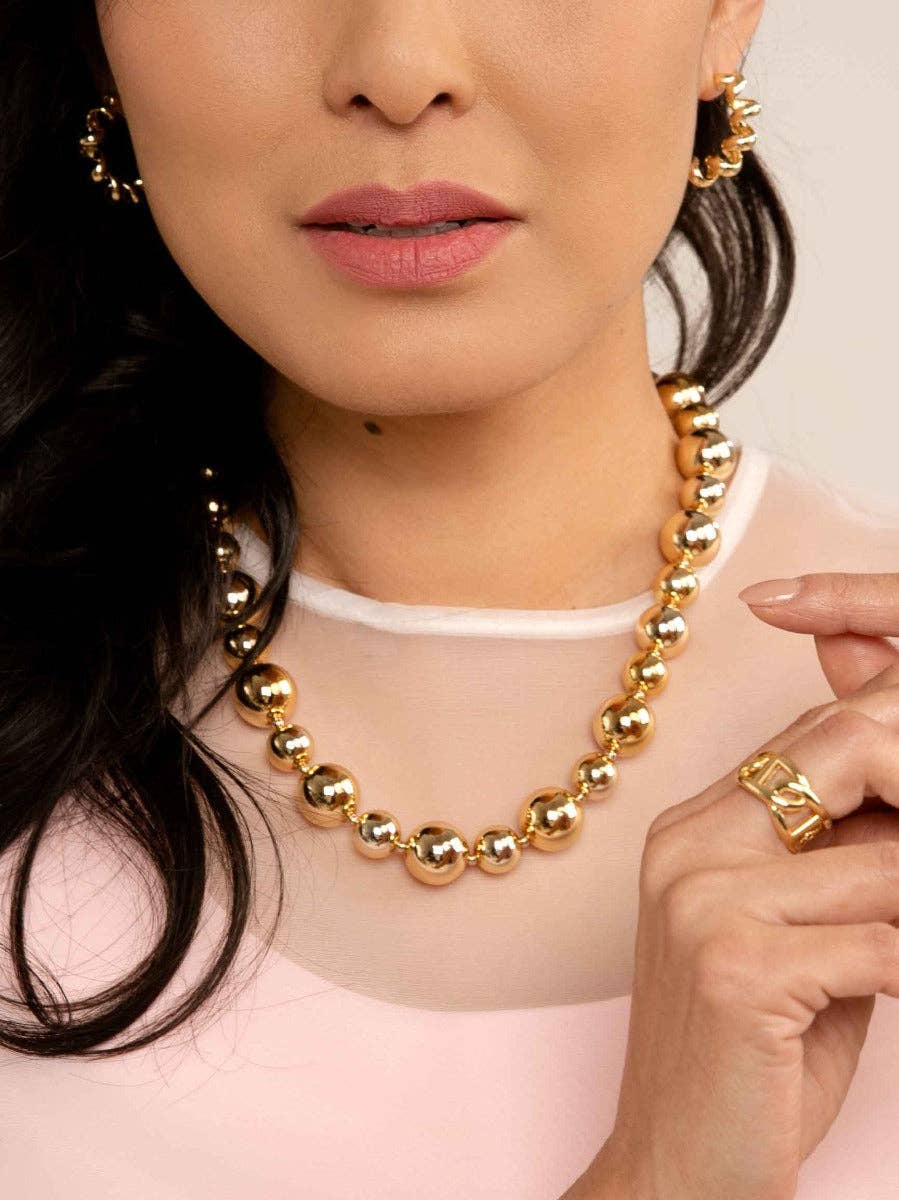 ZENZII Gold Mixed Bead Collar Necklace – 19-Inch
