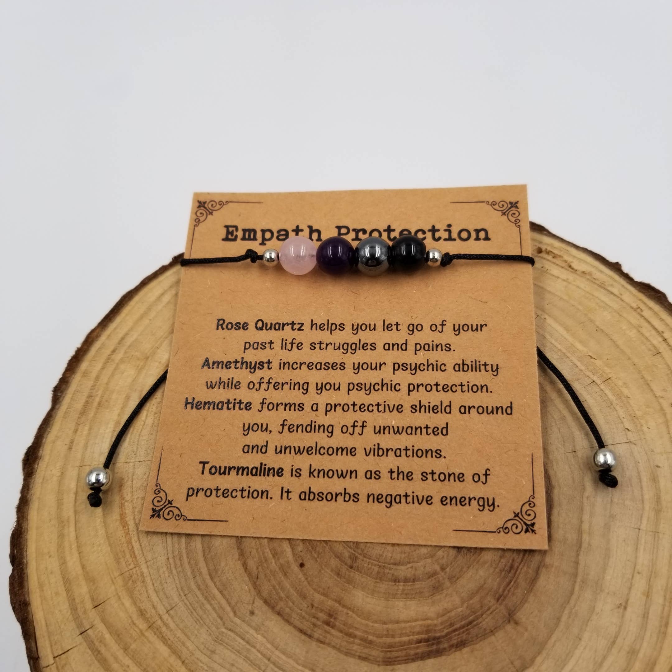 Handmade 4 Chakra Natural Stone Bracelet With Card: Anxiety Relief