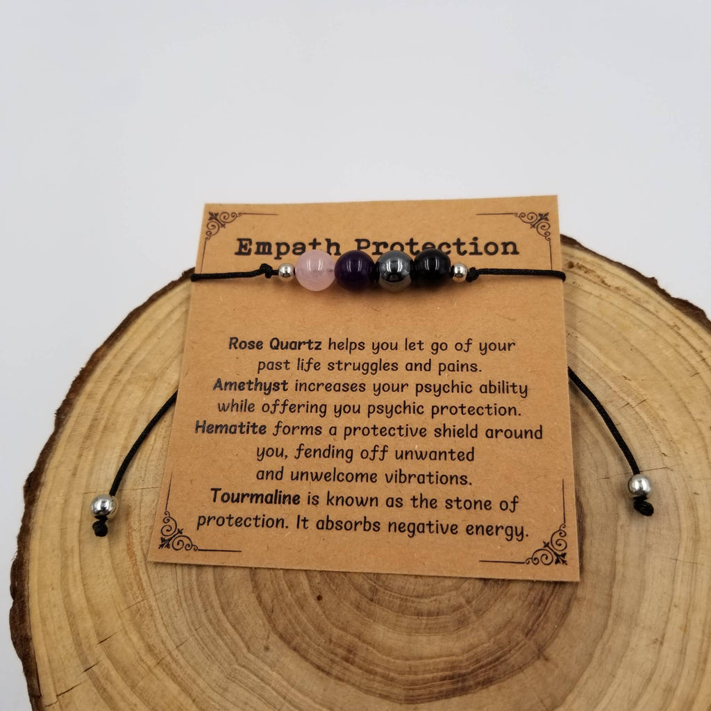 Handmade 4 Chakra Natural Stone Bracelet With Card: Good Luck